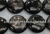 CHS65 15.5 inches 20mm flat round natural hypersthene beads