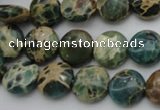 CIJ28 15.5 inches 12mm flat round impression jasper beads wholesale