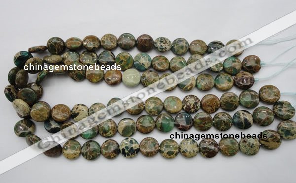 CIJ29 15.5 inches 14mm flat round impression jasper beads wholesale