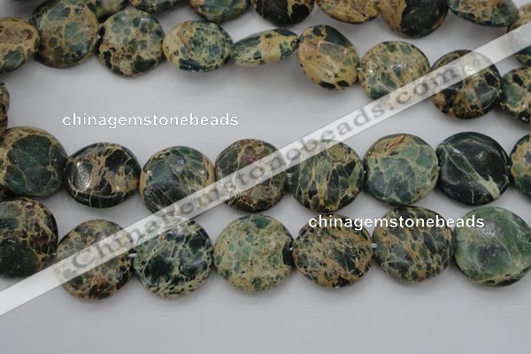 CIJ46 15.5 inches 20mm flat round impression jasper beads wholesale