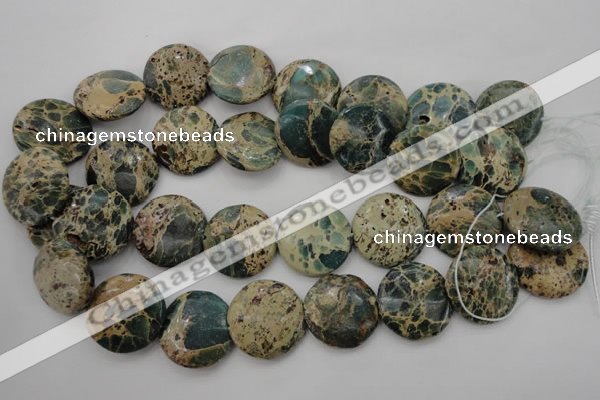 CIJ47 15.5 inches 25mm flat round impression jasper beads wholesale