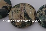 CIJ48 15.5 inches 30mm flat round impression jasper beads wholesale