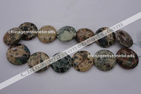 CIJ48 15.5 inches 30mm flat round impression jasper beads wholesale