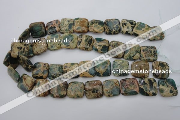 CIJ56 15.5 inches 20*20mm square impression jasper beads wholesale