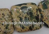 CIJ58 15.5 inches 30*30mm square impression jasper beads wholesale