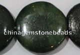 CIS18 15.5 inches 35mm flat round green iron stone beads wholesale