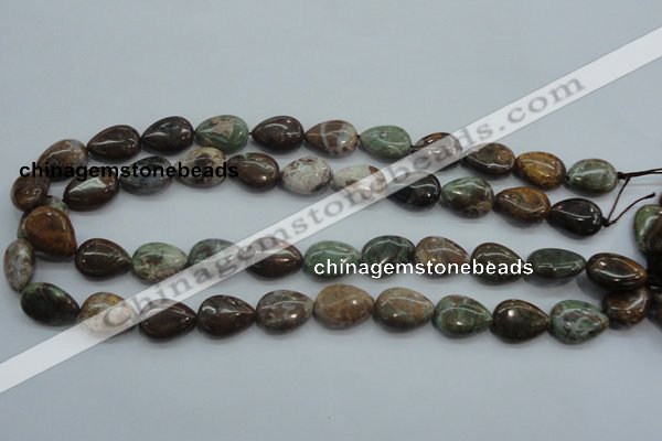 CJA03 15.5 inches 13*18mm teardrop green jasper beads wholesale