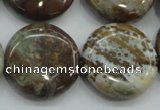 CJA07 15.5 inches 25mm coin green jasper beads wholesale