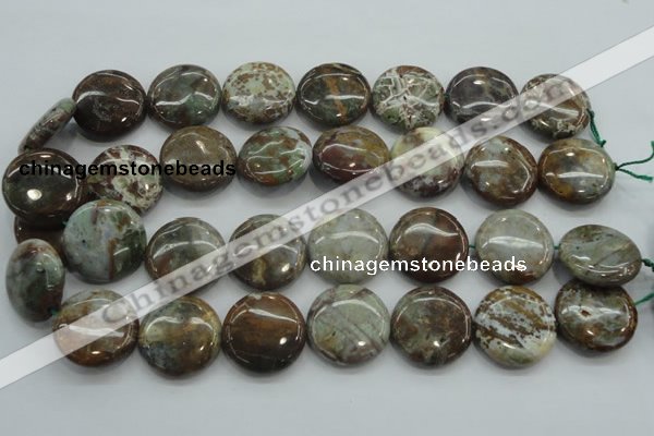 CJA07 15.5 inches 25mm coin green jasper beads wholesale