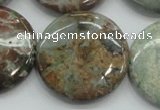 CJA08 15.5 inches 30mm coin green jasper beads wholesale