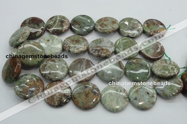 CJA08 15.5 inches 30mm coin green jasper beads wholesale