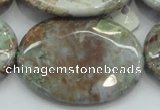 CJA09 15.5 inches 30*40mm oval green jasper beads wholesale