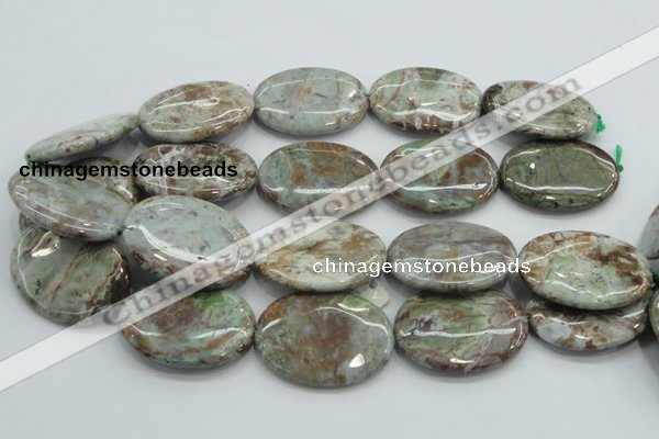 CJA09 15.5 inches 30*40mm oval green jasper beads wholesale