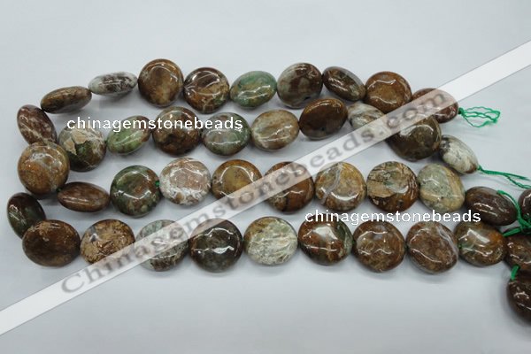 CJA26 15.5 inches 20mm flat round green jasper beads wholesale