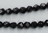 CJB06 16 inches 8mm faceted round natural jet gemstone beads wholesale