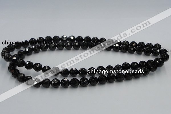 CJB07 16 inches 10mm faceted round natural jet gemstone beads wholesale