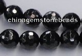 CJB08 16 inches 12mm faceted round natural jet gemstone beads wholesale