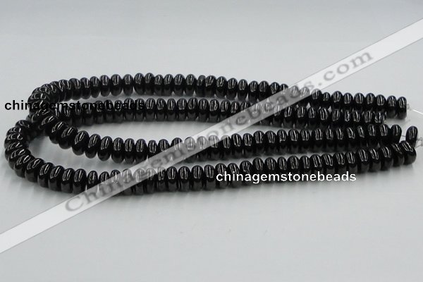 CJB11 16 inches 6*12mm rondelle natural jet gemstone beads wholesale