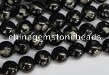 CJB151 15.5 inches 8mm round natural jet & pyrite gemstone beads