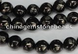 CJB152 15.5 inches 10mm round natural jet & pyrite gemstone beads