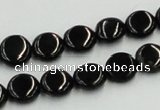 CJB20 16 inches 10mm flat round natural jet gemstone beads wholesale