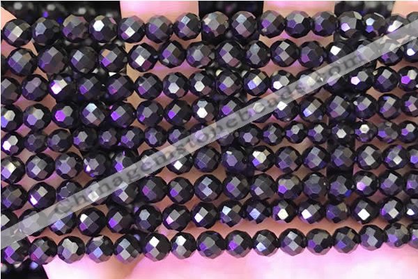 CJB200 15.5 inches 5mm faceted round jet beads wholesale