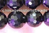 CJB202 15.5 inches 8mm faceted round jet beads wholesale