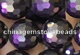 CJB203 15.5 inches 10mm faceted round jet beads wholesale