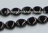 CJB21 16 inches 12mm flat round natural jet gemstone beads wholesale