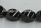CJB36 16 inches 12*18mm twisted rice natural jet gemstone beads