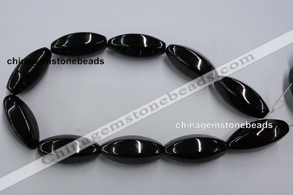 CJB39 16 inches 18*40mm faceted rice natural jet gemstone beads