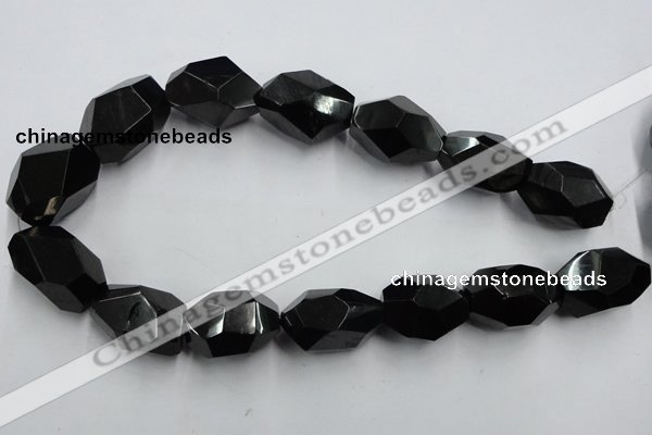 CJB41 16 inches 18*28mm faceted nugget natural jet gemstone beads