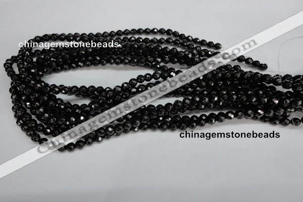 CJB45 15.5 inches 6mm faceted round natural jet gemstone beads