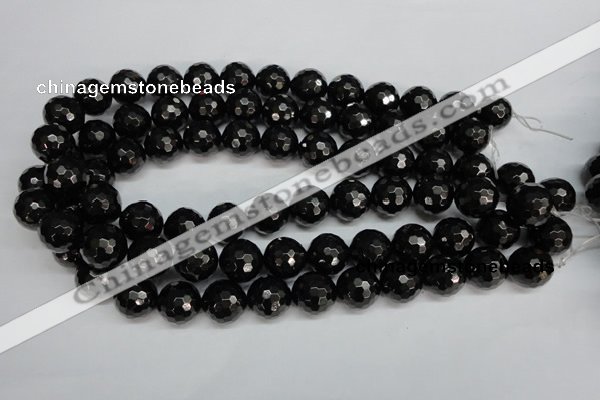 CJB47 15.5 inches 16mm faceted round natural jet gemstone beads