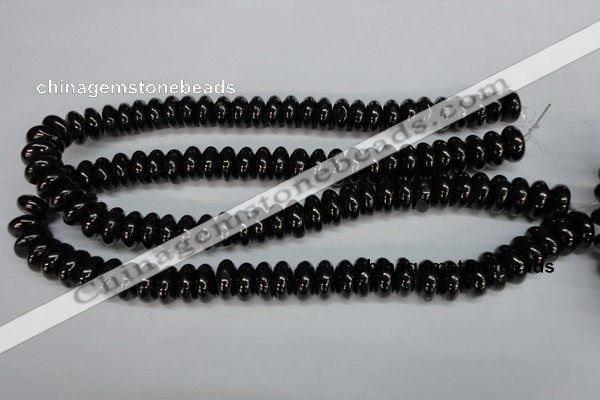 CJB49 15.5 inches 7*14mm rondelle natural jet gemstone beads