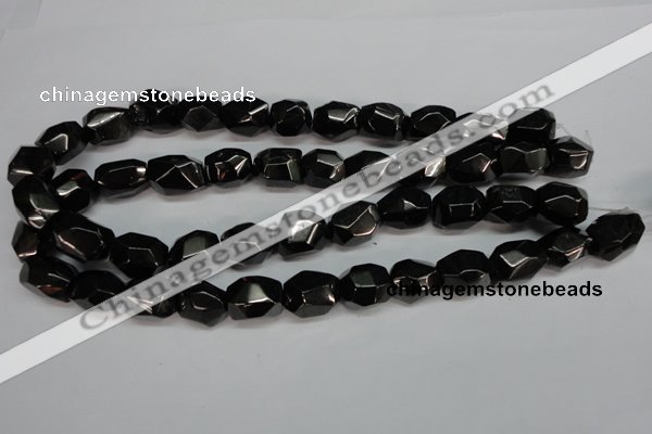 CJB56 15.5 inches 13*18mm faceted nuggets natural jet gemstone beads