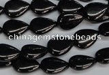 CJB68 15.5 inches 10*14mm flat teardrop natural jet gemstone beads