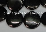 CJB78 15.5 inches 20mm flat round natural jet gemstone beads