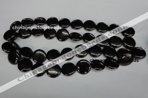 CJB78 15.5 inches 20mm flat round natural jet gemstone beads