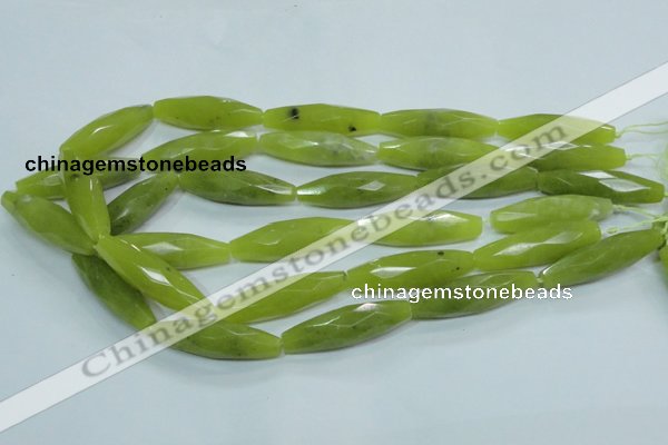 CKA111 15.5 inches 11*40mm faceted rice Korean jade gemstone beads