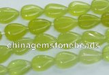 CKA112 15.5 inches 8*12mm flat teardrop Korean jade gemstone beads