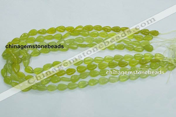 CKA112 15.5 inches 8*12mm flat teardrop Korean jade gemstone beads