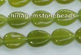 CKA113 15.5 inches 12*16mm flat teardrop Korean jade gemstone beads