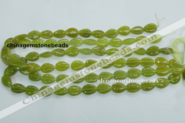 CKA113 15.5 inches 12*16mm flat teardrop Korean jade gemstone beads