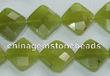 CKA117 15.5 inches 14*14mm faceted diamond Korean jade beads