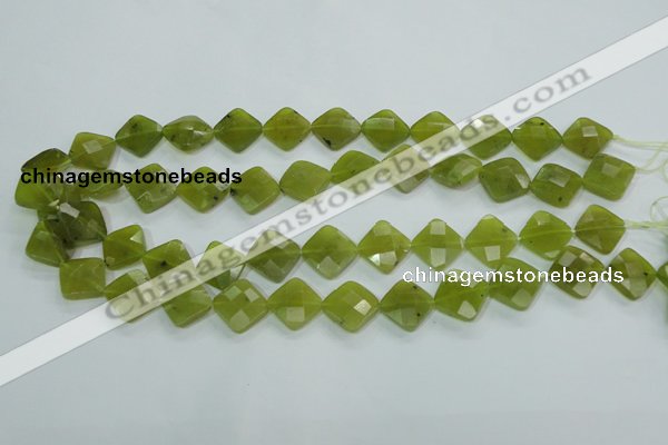 CKA117 15.5 inches 14*14mm faceted diamond Korean jade beads