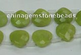 CKA119 Top-drilled 13*13mm faceted flat teardrop Korean jade beads