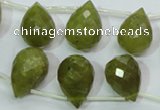 CKA121 Top-drilled 12*17mm faceted teardrop Korean jade beads