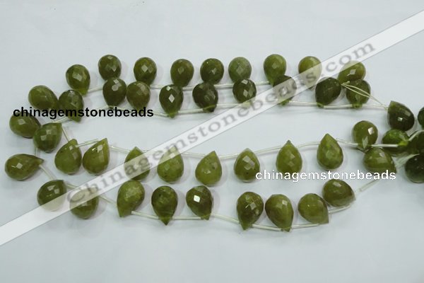 CKA121 Top-drilled 12*17mm faceted teardrop Korean jade beads