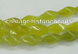 CKA21 15.5 inches 6*12mm twisted rice Korean jade gemstone beads